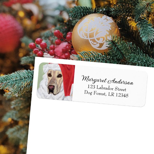 Étiquette Yellow Labrador Christmas Return Adresse (Yellow Labrador Santa Christmas Return Address Labels for Yellow Labrador Owners.)