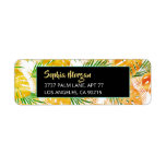 Étiquette Yellow Orange Green Tropical Leaves<br><div class="desc">Yellow orange and green tropical leaves with black box and teal trim with DIY gold name (or monogram) and white address. Click "Edit Using Design Tool" to change colors and type styles.</div>