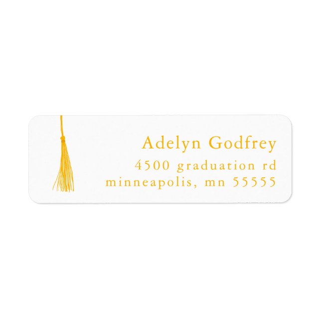 Étiquette Yellow Tassel Graduation Adresse de retour (Devant)