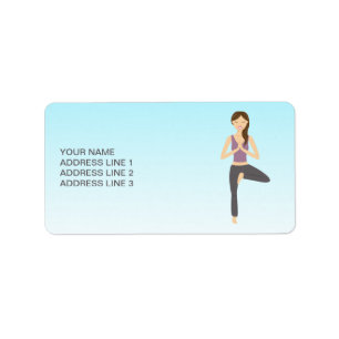 Étiquette Yoga Girl Doing The Tree Pose Illustration & Texte