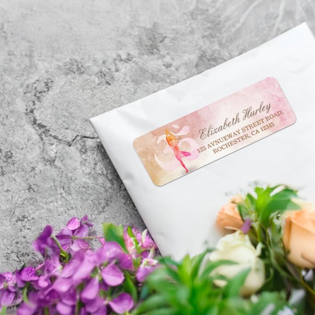 Étiquette YOGA Instructeur d'aquarelle méditation Pose Om SI (Créateur téléchargé)