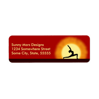 Étiquette Yoga Sunrise Pose Silhouette Retour Adresse Étique