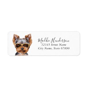 Étiquette Yorkshire Terrier Dog Adresse de retour Label