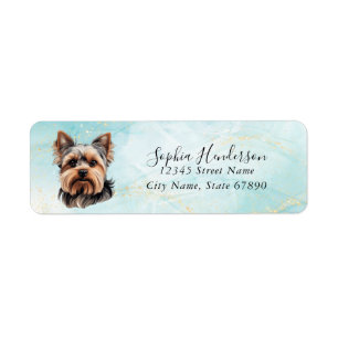 Étiquette Yorkshire Terrier Dog Adresse de retour Label