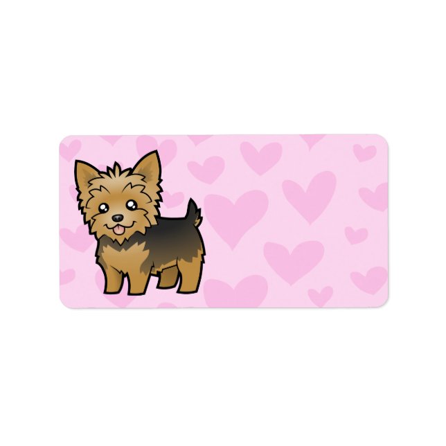 Étiquette Yorkshire Terrier Love (cheveux courts sans arc) (Devant)
