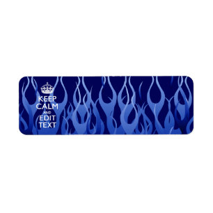 Étiquette Your Text on Keep Calm on Navy Blue Racing Flames