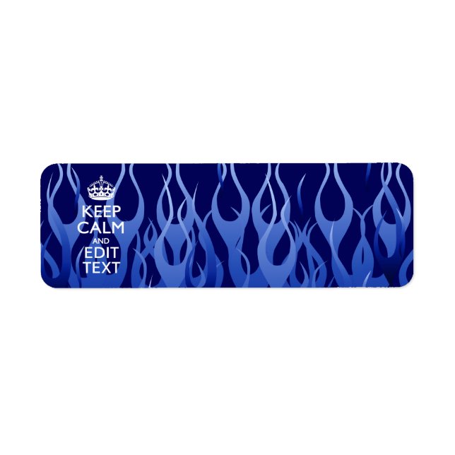 Étiquette Your Text on Keep Calm on Navy Blue Racing Flames (Devant)