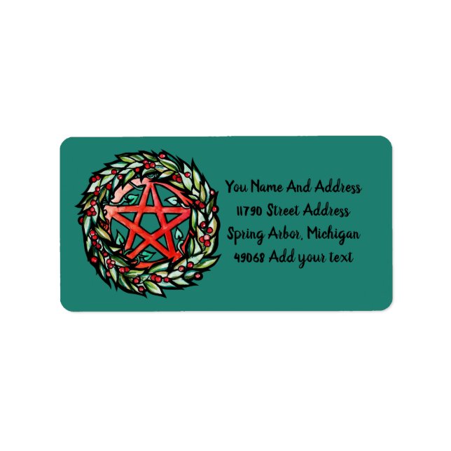 Étiquette Yule Wreath Pentacle Pagan Pentagram Holiday (Devant)