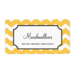 Étiquette Yummy chevron jaune personnalisé bonbons buffet jo