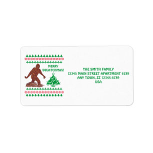 Étiquette Z Bigfoot Walking Sasquatch Drôle Noël