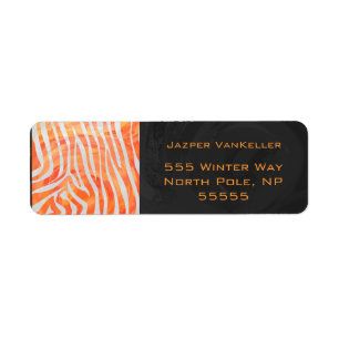 Étiquette Zebra Monogram orange et blanc