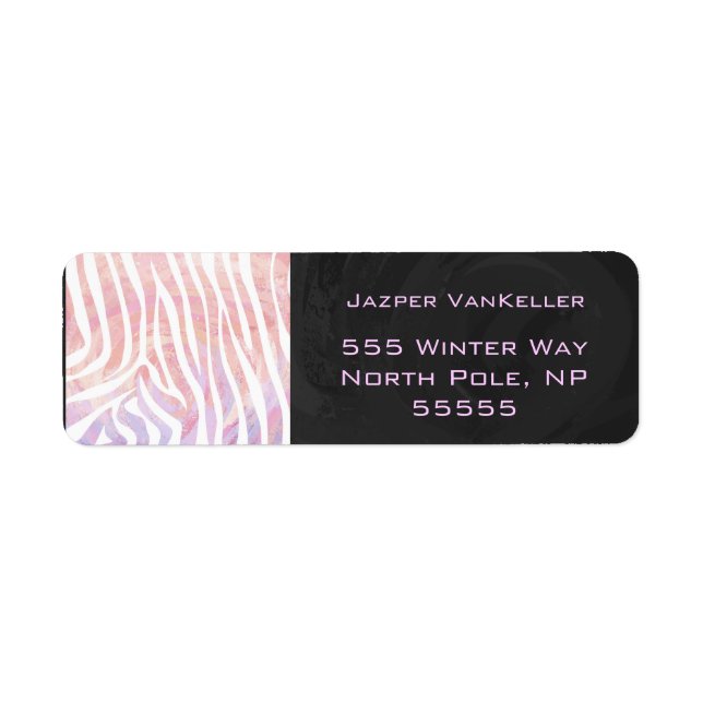 Étiquette Zebra Monogram rose et blanc (Devant)