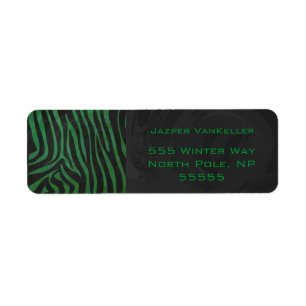 Étiquette Zebra Monogramme noir et vert