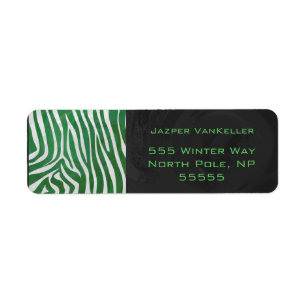 Étiquette Zebra Monogramme Vert et Blanc Impression