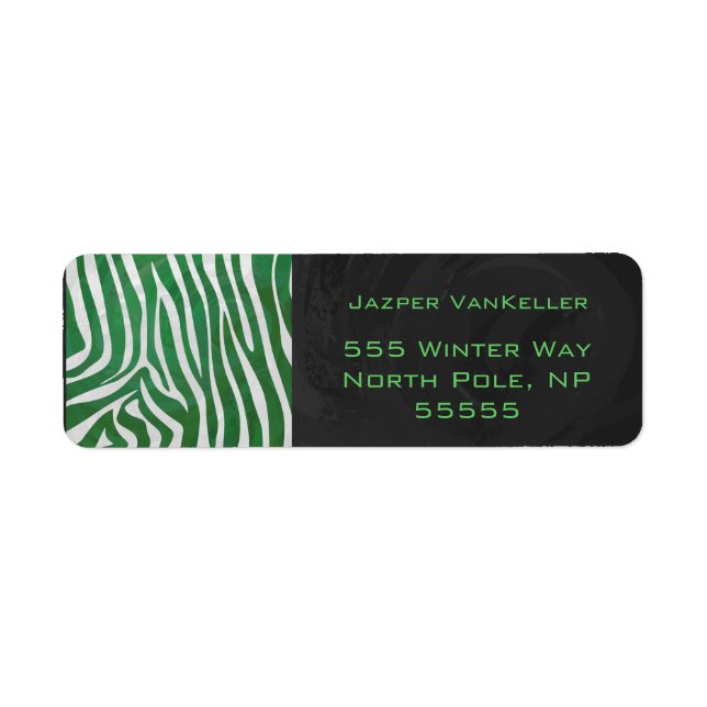 Étiquette Zebra Monogramme Vert et Blanc Impression (Devant)
