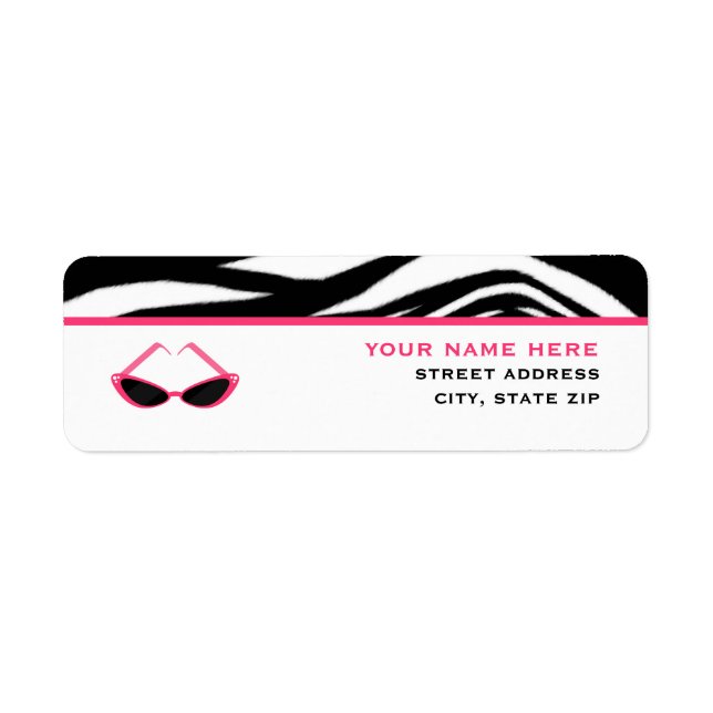 Étiquette Zebra Print & Pink Retro Lunettes de soleil (Devant)