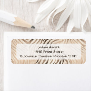 Étiquette Zebra skin animal, jungle safari adresse de retour