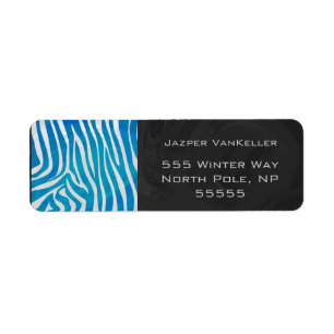 Étiquette Zèbre bleu et blanc avec Monogramme