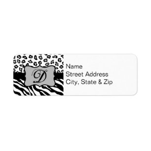 Étiquette Zèbre noir & blanc & Peau Cheeta personnalisée