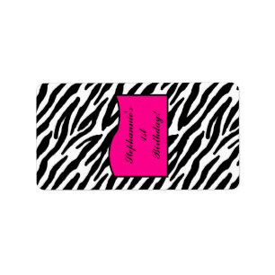 Étiquette Zèbre rose chaud miniature de Hershey de 1,25 po x