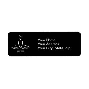 Étiquette Zen Cat - Texte de style sanscrit.