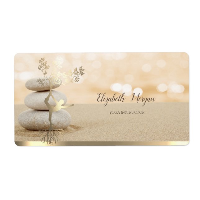 Étiquette Zen Stone Sand Or Arbre femmes Silhouette (Devant)