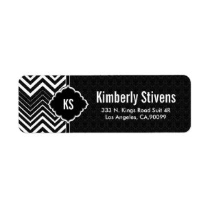 Étiquette Zigzag noir et blanc Chevron