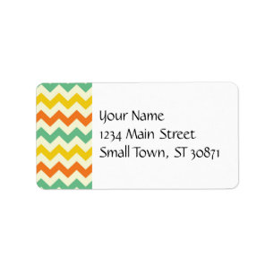 Étiquette Zigzags de Chevron de jaune orange de vert de
