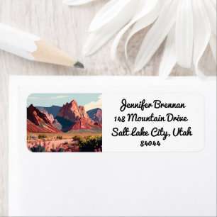 Étiquette Zion National Park Utah Mountains Retour Adresse