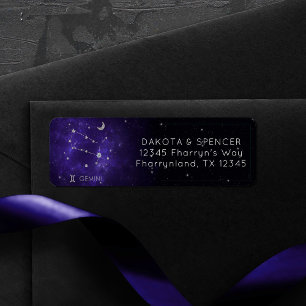 Étiquette Zodiac Purple Gemini   Horoscope d'astrologie cosm