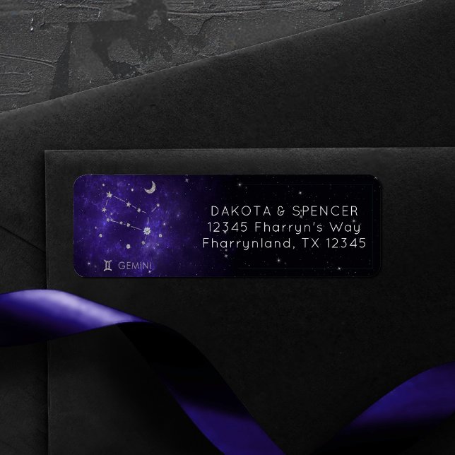 Étiquette Zodiac Purple Gemini | Horoscope d'astrologie cosm (Créateur téléchargé)