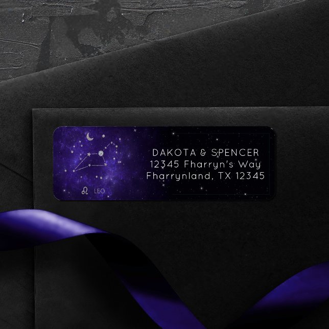 Étiquette Zodiac Purple Leo | Horoscope d'astrologie cosmiqu (Créateur téléchargé)