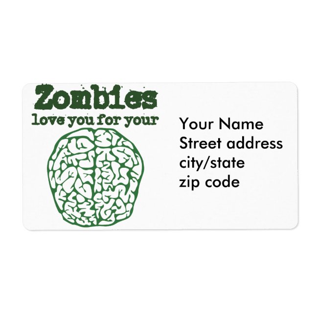 Étiquette Zombies vous aime pour votre CERVEAU (Devant)