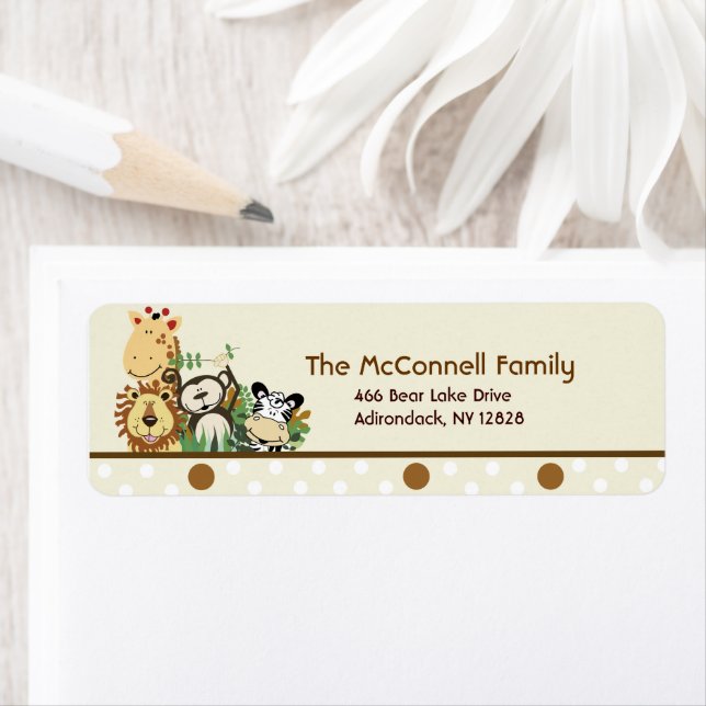 Étiquette Zoo Crew Jungle Animaux Adresse de retour (En situation)