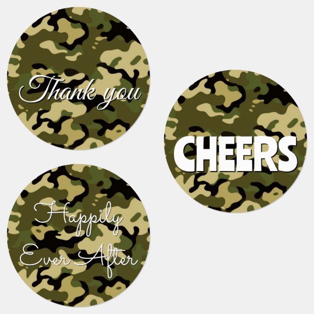 Étiquettes 15-set Camouflage Green, Brown, Tan & Black (Groupe)