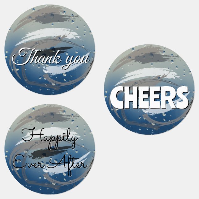 Étiquettes 15-set Monochrome Black, White & Gray Brushstrokes (Groupe)