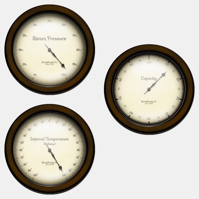 Étiquettes 3 Compteurs industriels Steampunk Cosplay & Décora (Groupe)