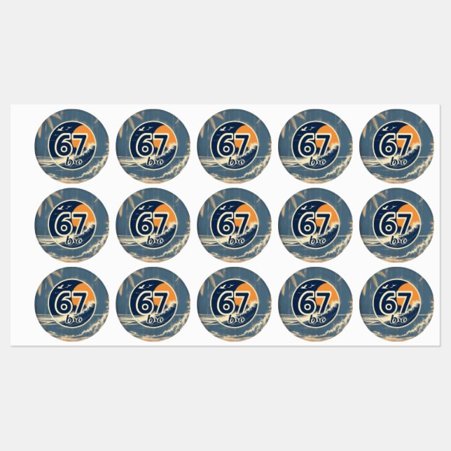 Étiquettes 67 autocollants surf bro (Feuille)