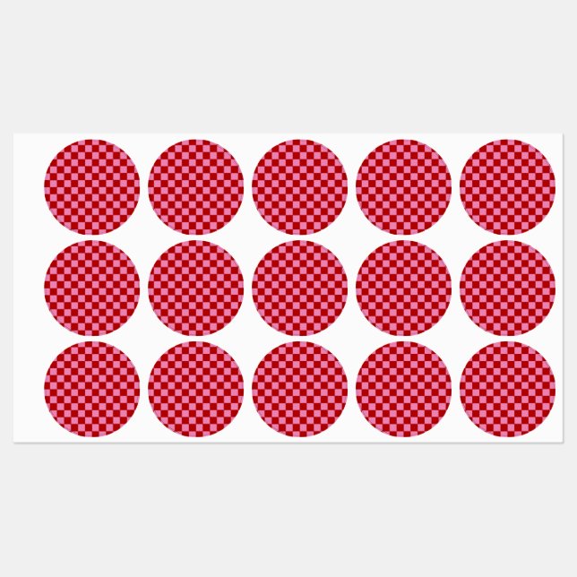 Étiquettes à damiers rouge et rose chaud (Feuille)