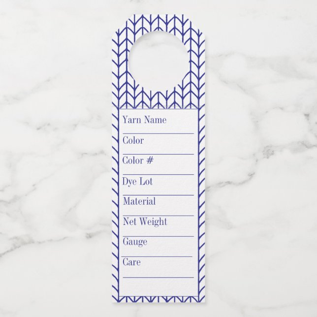 ÉTIQUETTES À FIL LONG EN TRICOT LIGNE BLEUE (Devant)