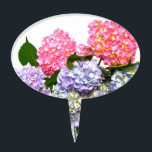 Étiquettes À Gâteau Bouquet Hydrangea<br><div class="desc">Romantique classique charme de mode ancienne - Hydrangeas. Un beau bouquet de verts,  de bleus,  de violets et d'hydrangées roses. Photo de H Cooper</div>