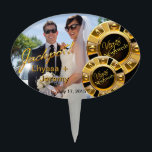 Étiquettes À Gâteau Photo de mariage de puce de casino de Las Vegas<br><div class="desc">Sélection épatante de gâteau de mariage de Las Vegas. Employez la personnaliser orange il bouton ci-dessus pour ajouter votre propre photo des textes et de mariage.</div>