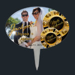 Étiquettes À Gâteau Photo de mariage de puce de casino de Las Vegas<br><div class="desc">Sélection épatante de gâteau de mariage de Las Vegas. Employez la personnaliser orange il bouton ci-dessus pour ajouter votre propre photo des textes et de mariage.</div>