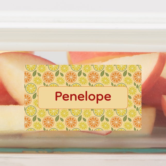 Étiquettes à motif jaune citron avec nom (Apposé)