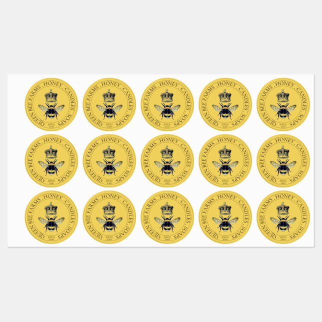 Étiquettes Abeille D'Or Et Produits D'Abeille De Couronne (Feuille)