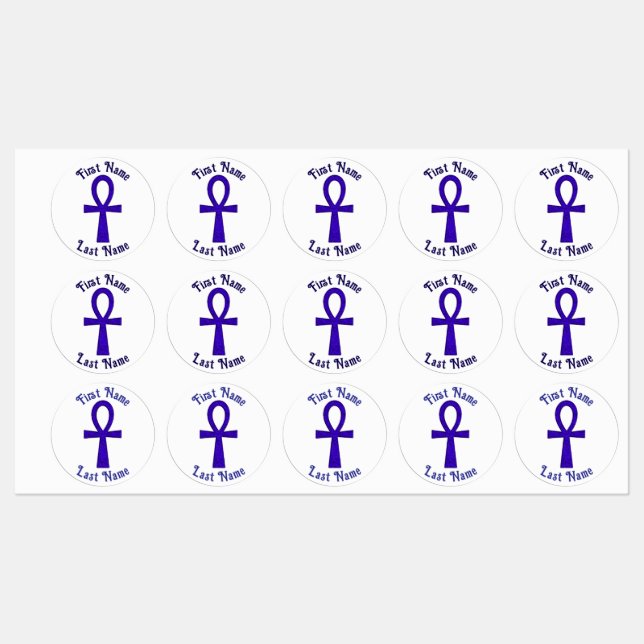 Étiquettes adhésifs du cercle bleu Ankh (Feuille)