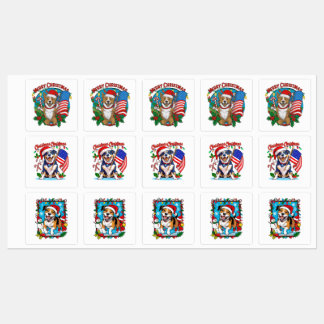 Étiquettes adorable chien de Noël