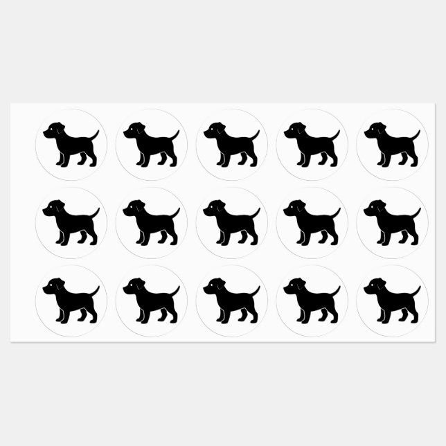Étiquettes Adorable Noir Chiot Silhouette Vinyl (Feuille)