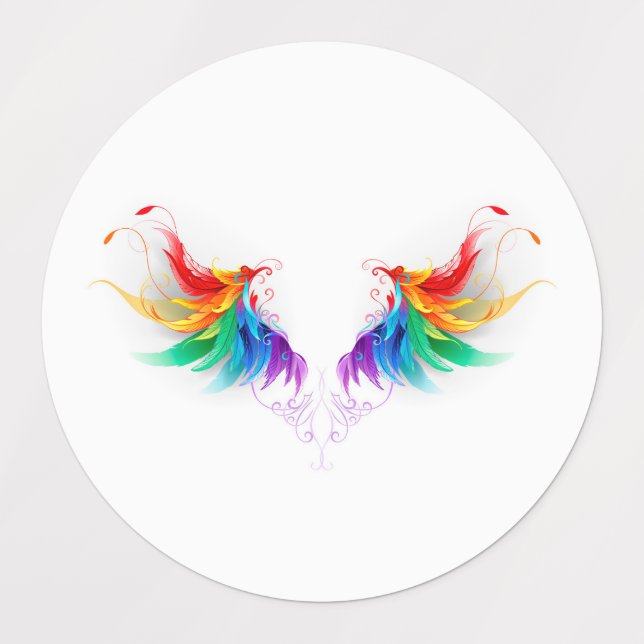 Étiquettes Ailes arc-en-ciel douces (Design 1)