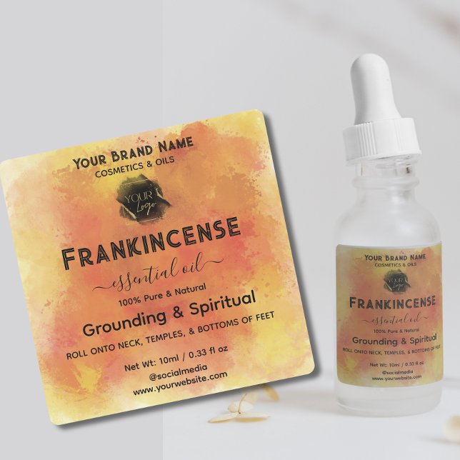 Étiquettes Ajouter le logo Aquarelle huile essentielle Boutei (Créateur téléchargé)